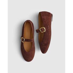 NEW Madewell Remy Mary Jane Flat Shoes Brown Suede Size 6.5